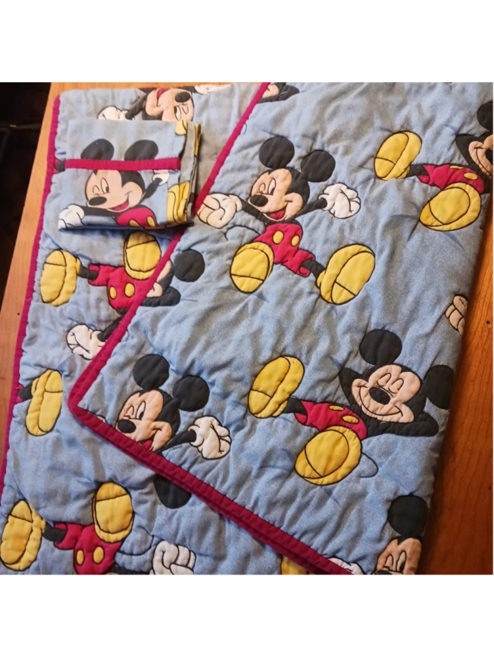 Mickey Mouse Blanket Pillow Case Toddler Crib Set 46 x 62